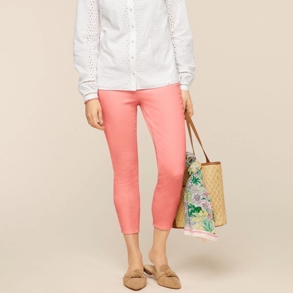 TALBOTS Jegging Crops Solid Pink Coastal Beachy Travel Barbiecore Size 6 - Picture 1 of 11